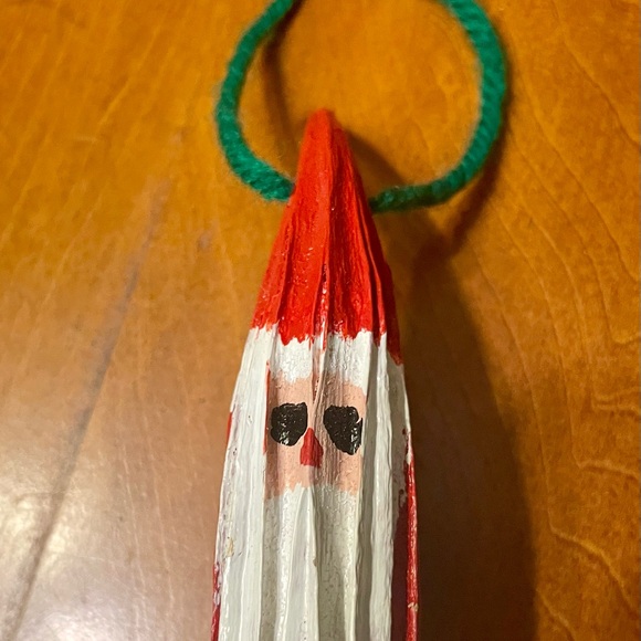 HAND PAINTED homemade Dried Okra Santa Ornament approx.9" - old fashioned charm! - Picture 3 of 6